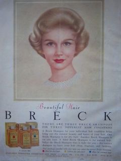 1962 Breck Beautiful Hair Shampoo Color Ad