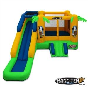 Hang Ten Inflatable Bounce House with Slide Surf Theme Gift for Kids 