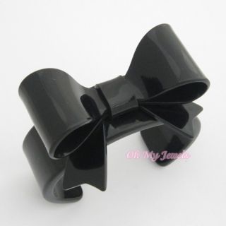 Feminine Black Lucite Bow Cuff Bracelet B515