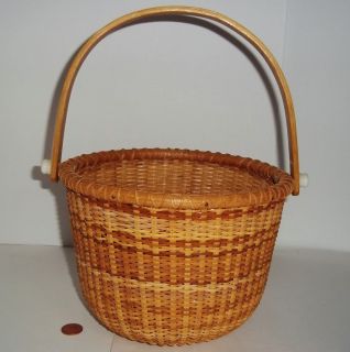 Vintage Nantucket Style Basket with Handle 6 Tall x 7 1 2 in 