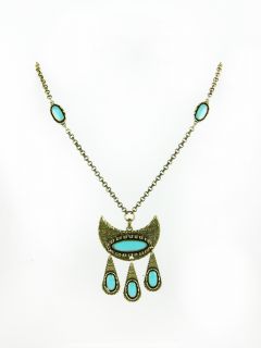 Theodora Callum Brass Turquoise Cherokee Pendant Necklace $275 New 
