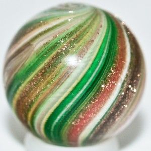 23/32 Antique Glass Lutz Onionskin Marble ~ RARE SIZE C.1890