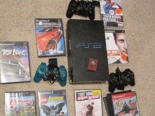 Sony PlayStation 2 Black Console 3 controllers lot 10 games Tony Hawk 