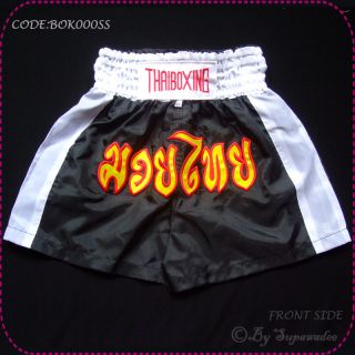 Muay Thai Kick Boxing Shorts MMA Trunks Black White size SS Kid 4 5 