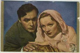 MARLENE DIETRICH + CHARLES BOYER 1936 Danmarks Film Stars Trading Card 