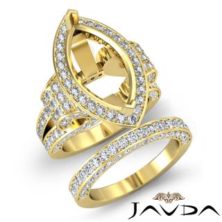 Diamond Engagement Ring Marquise Bridal Sets 14k Gold Yellow Halo 