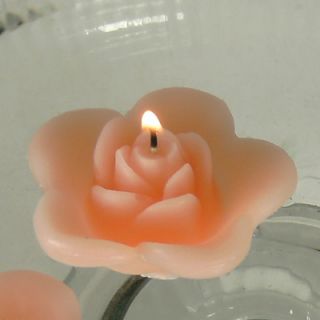 12 Peach Floating Rose Wedding Candles for Table Centerpiece Reception 