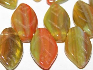 25 Czech Glass Tutti Fruiti Leaf Leaves Beads 12mm