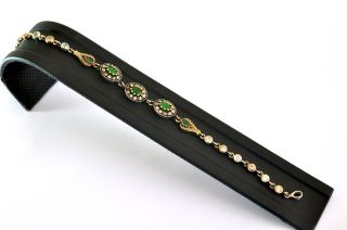 925 Sterling Silver Bracelet Emerald Topaz Gemstone Turkish Ottoman 