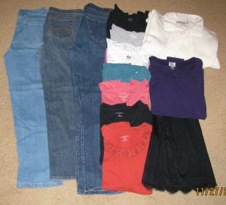 Womens Juniors Size XL 13 Piece Mixed Item Clothing ~ Sz 14 Jeans 