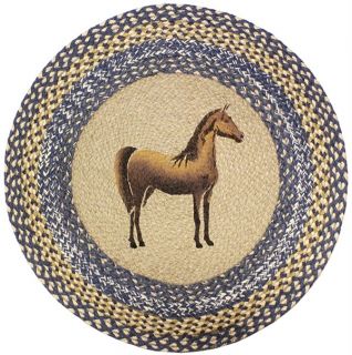 Horse Rug (Braided Accent Rug, Round) horse decor equestrian rug