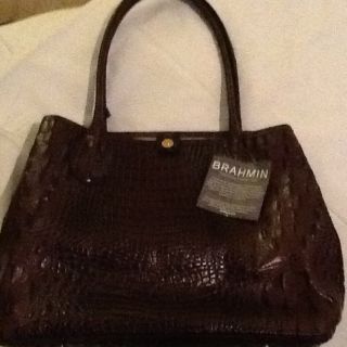 Brahmin Croc Anytime Truffle Melbourne Tote
