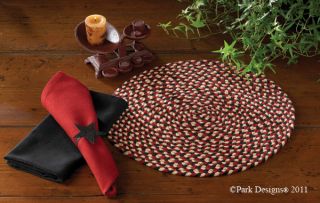 Placemat Park Designs Dining Placemat Braided Round Black Wine Bisque 