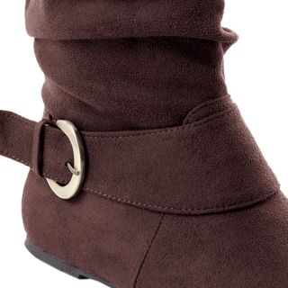 Brinley Co Womens Buckle Accent Faux Suede Slouchy Boot