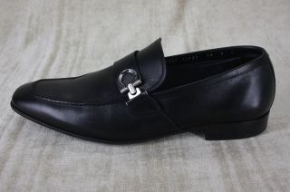 Salvatore Ferragamo Bramante Black Leather Penny Loafers Shoes 8 $595 