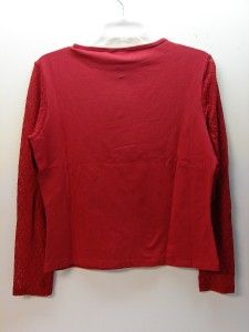   Pull Over Top with Lace Accent Sleeves Brick Red New with Tags