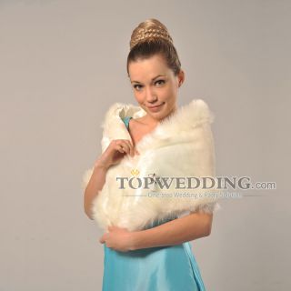 New Ivory Faux Fur Bridal Shawl Wrap Wedding Bolero Evening Dress 