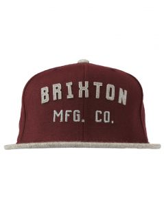 Brixton Clothing Mens Arden Adjustable Snapback Hat Maroon Heather 