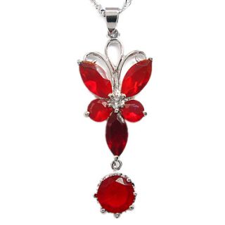 Marquise Cut Ruby White Gold GP Pendant Free Necklace