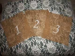 Set of 10 Burlap Table Numbers Country Rustic Western Chic Handmade 