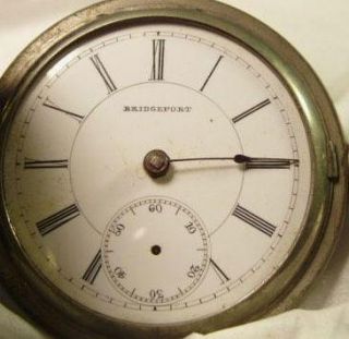 Vintage 18 Size Key Wind Pocket Watch by Bridgeport Watch Co.