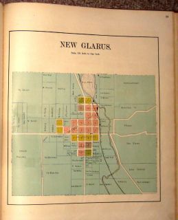 Green County Wisconsin Atlas Plat Book 1902 New Glarus Monroe Cheese 