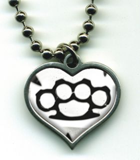   Go Go Lucky Charm Necklace Brass Knuckle Knuckles Duster NEW Goth Punk
