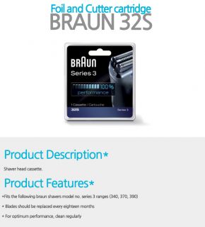 braun 32s series3 cassette foil cutter shaver 2pcs