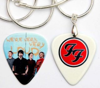 Foo Fighters Silver Guitar Pick Necklace 2 Sided Pick