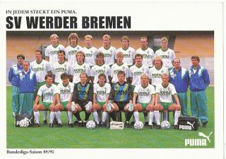 SV Werder Bremen 1989 90 Puma Autogrammkarte Ohne Unterschrift 75278 