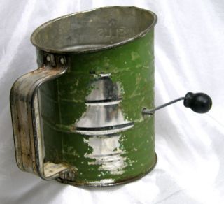 Vintage 4 Cup Green Bromwell Measuring Flour Sifter