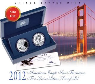 2012 S American Silver Eagle San Francisco 2 Coins Proof Set