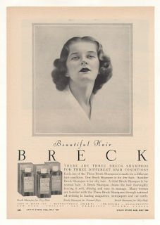 1954 Breck Girl Beautiful Hair 3 Shampoos Trade Ad