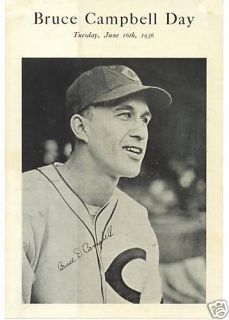 1936 Bruce Campbell Day Cleveland Indians Poster