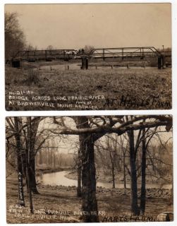 LONG PRAIRIE RIVER BROWERVILLE MN BRIDGE HARTS FARM RPPC 1911