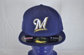 New Era Milwaukee Brewers Navy Blue White and Gold Fitted Hat 8 HATS3 