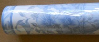 Brewster 107B03254 Blue White Floral Urn Scroll Vinyl Wallpaper 