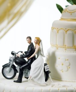 get a way motorcycle bride and groom cake topper