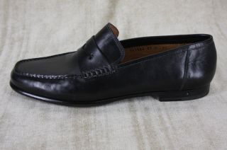 Santoni Ross Black Moccasin Penny Loafers Shoes Size 10 D New $395 