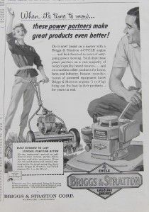 1957 BRIGGS & STRATTON 4 CYCLE GAS ENGINES LAWN MOWERS AD   Milwaukee 