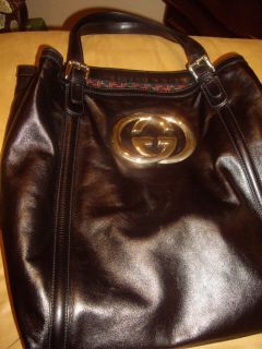 100 Authentic Large Gucci Britt Handbag Black Leather