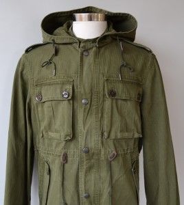Burberry Brit SS11 Mens Heavy Cotton Canvas Hooded Safari Coat Jacket 