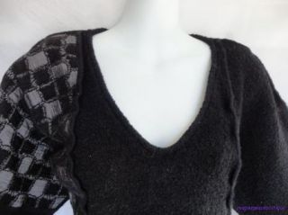 Funky Jaskar Black Gray Lagenlook Asymmetrical Boutique Sweater M L 
