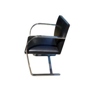   Mies Van Der Rohe Stainless Flat Brno Chairs Black Leather