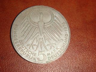 Germany 5 Mark 1975 J Friedrich Ebert Silver Coin UNC