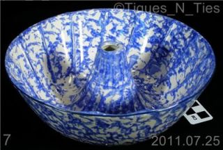Stangl Town Country Blue Spongeware Pottery Bundt Pan