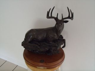 BUCKHORN RIDGE Bronze Deer Sculpture by Scott Lennard NWTF Mint 0174 
