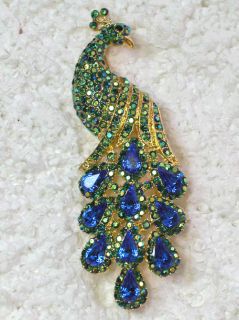 Multi Rhinestone Crystal Peacock Pin Brooch RR