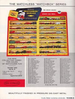 rare Matchbox/Lesney/Bronner Dealer catalog 1963