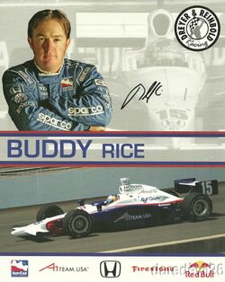 2007 Buddy Rice Signed A1 Team USA Honda Dallara Indy Car Postcard 